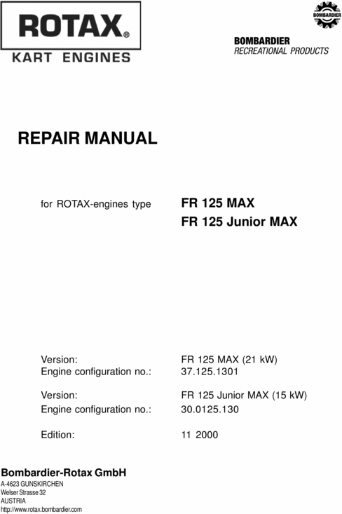 Product picture 2000 Rotax FR 125 MAX Repair Manual